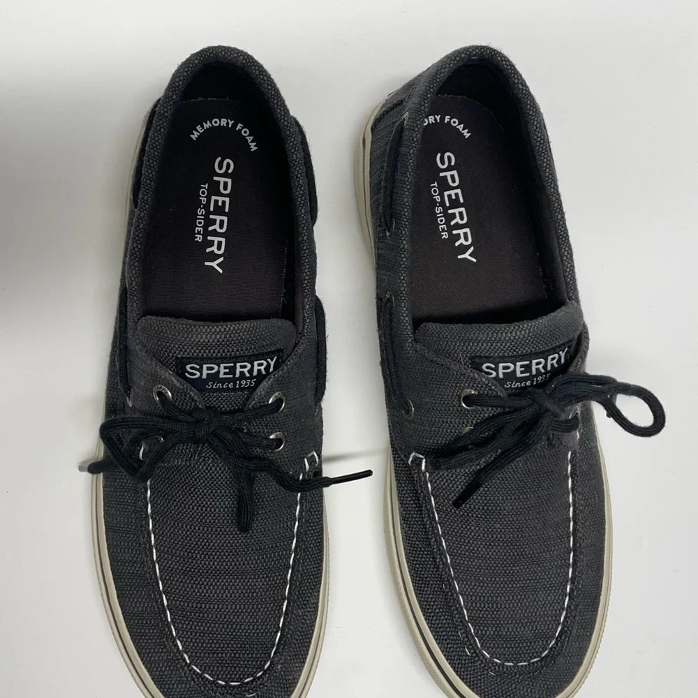 Sperry Charcoal Gray Two-Eye Boat Shoes with Cream Sole